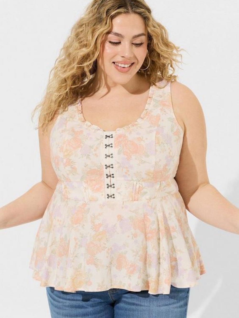 Torrid Babydoll Corset Lush Floral Top- 2 NWT